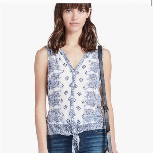 Lucky Brand Tie Front Geo Tank - Picture 1 of 7